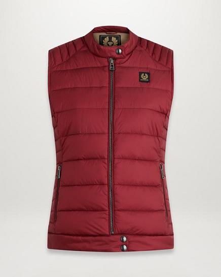 Gilet Belstaff Femme Drew Rouge Nylon Soldes HL8413762